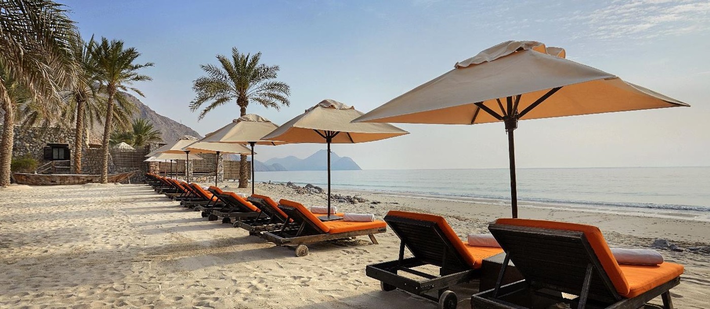 The beach at the Six Senses Zighy Bay Oman