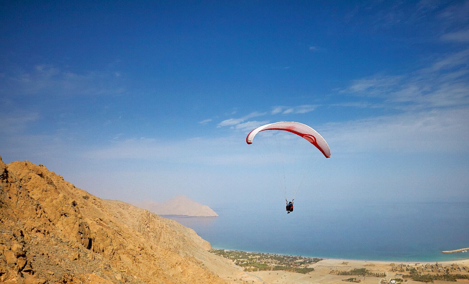Paragliding over the Six Senses Zighy Bay Oman