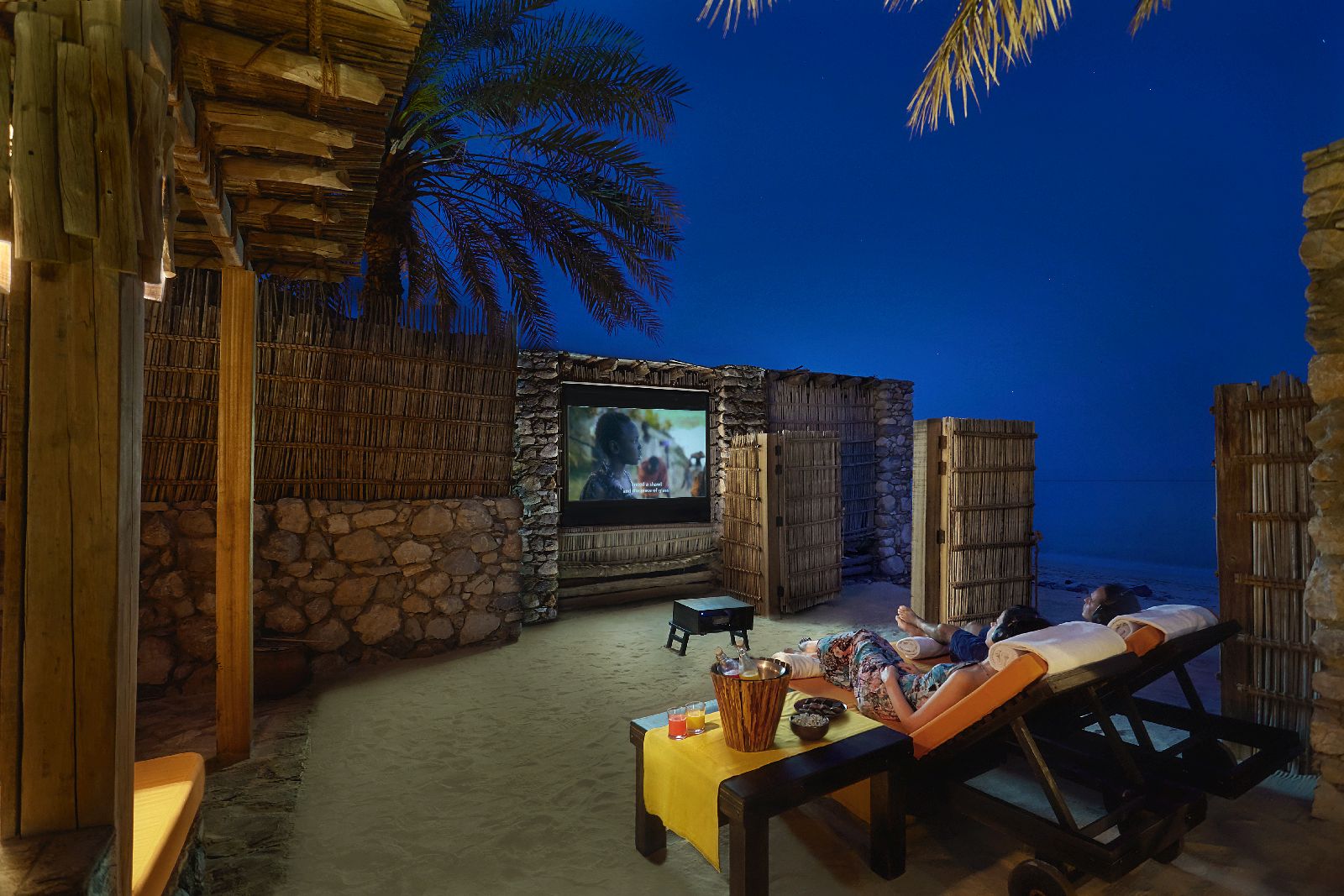 Private cinema under the stars at the Six Senses Zighy Bay Oman