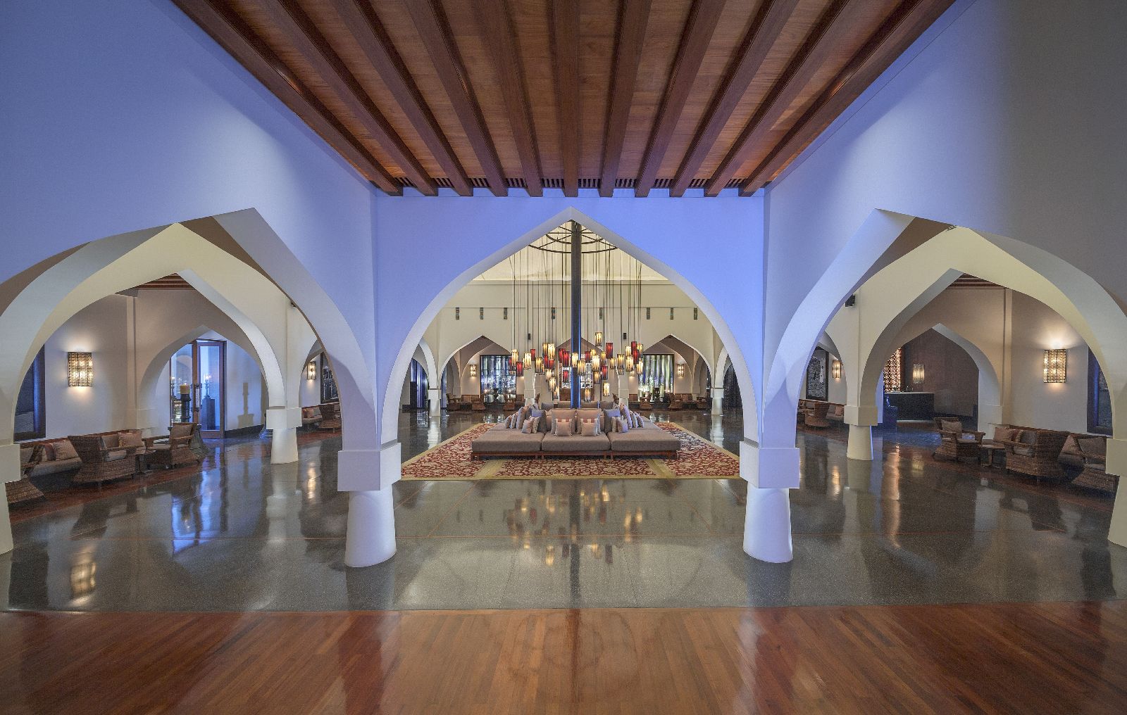 Ornate lobby of the Chedi Muscat in Oman