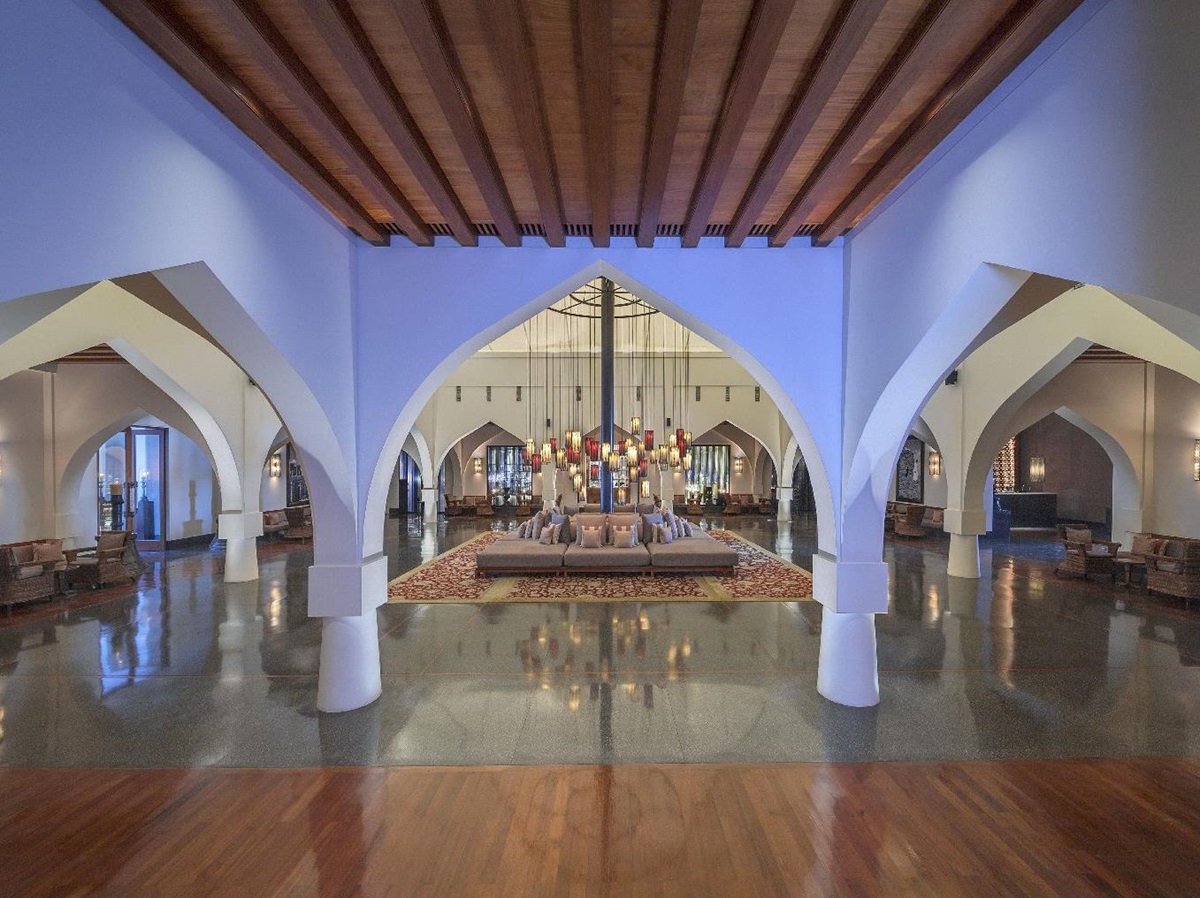 Ornate lobby of the Chedi Muscat in Oman