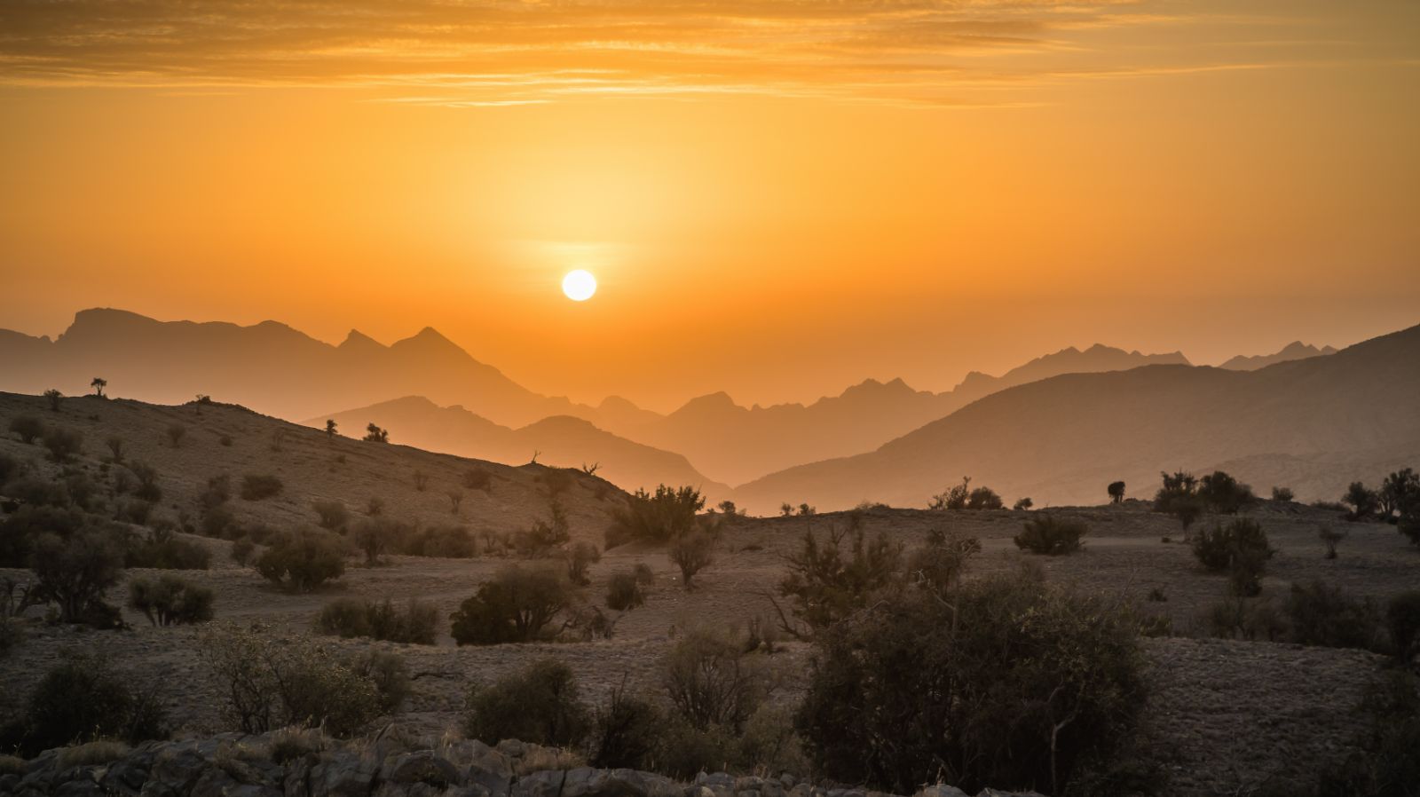 Sunset over Jebel Akhdar in Oman