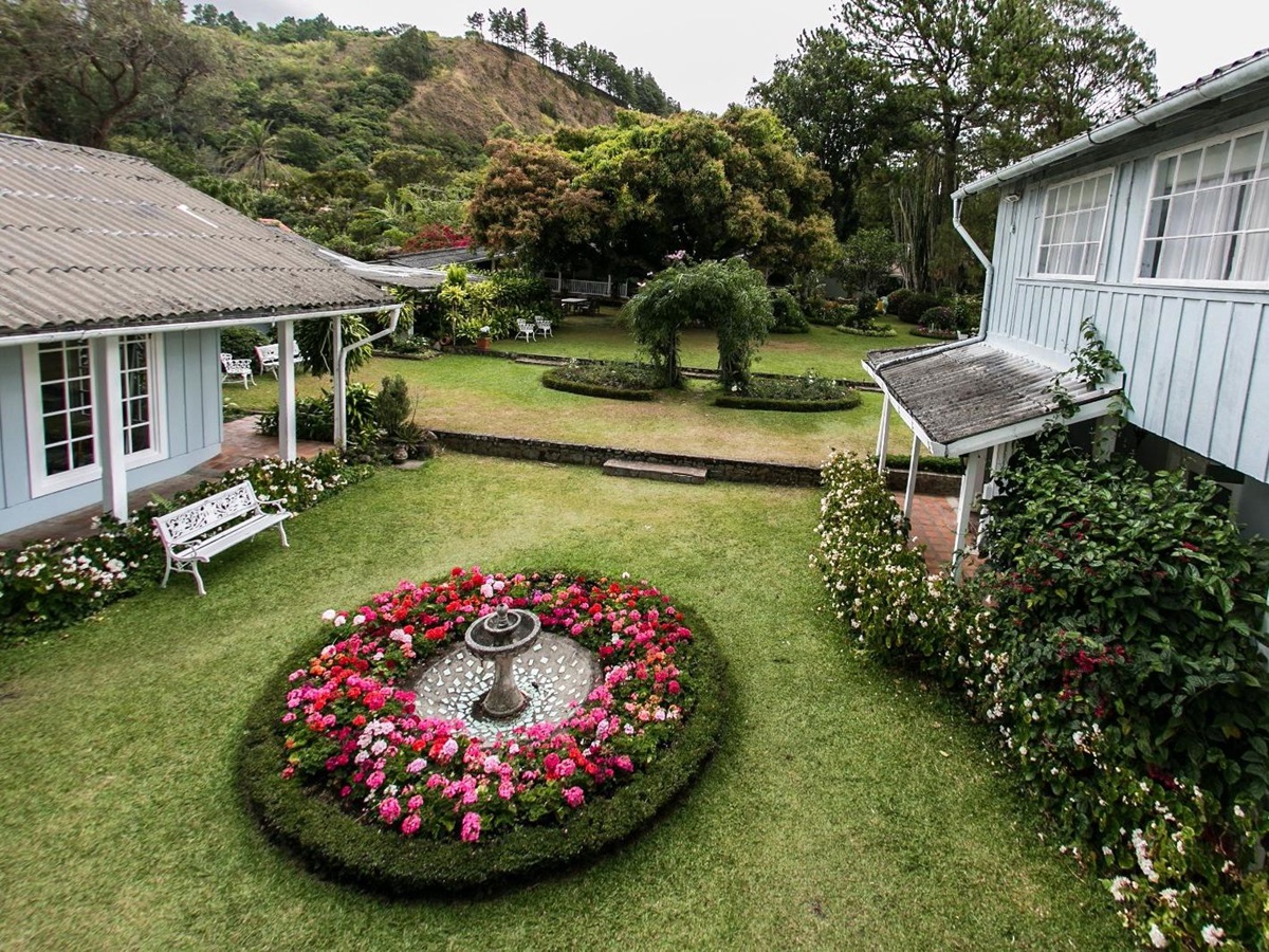 Aerial view of Hotel Panaomnte and gardens in the Chiriqui region of Panama