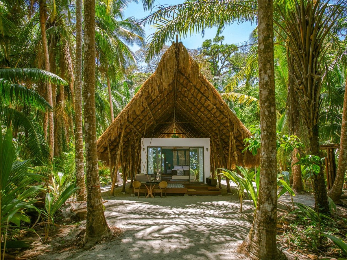 Exterior view of the Beachfront Casita at Isla Palenque in the Chiriqui region of Panama