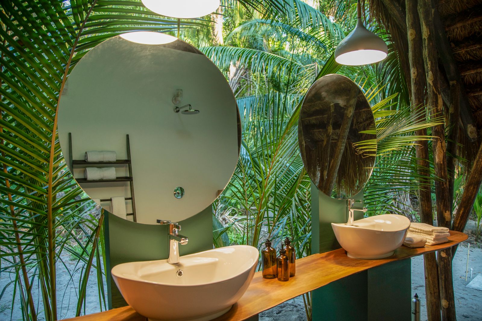 Bungalow suite bathroom at Isla Palenque in the Chiriqui region of Panama