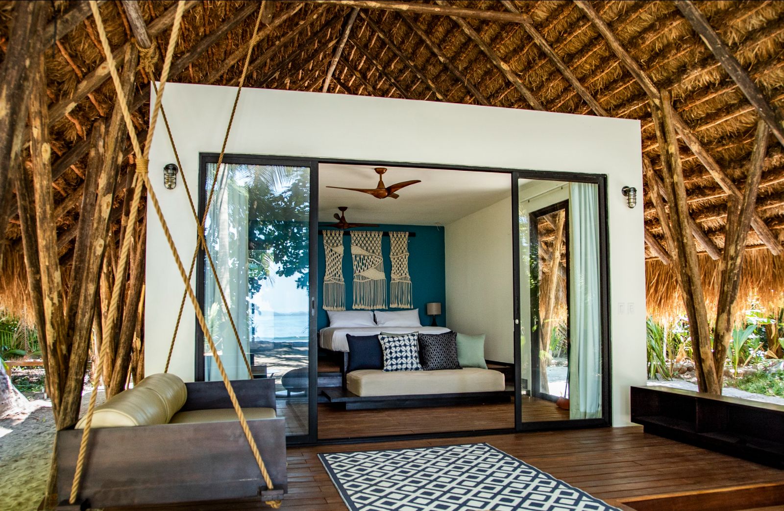 Bungalow front porch at Isla Palenque in the Chiriqui region of Panama