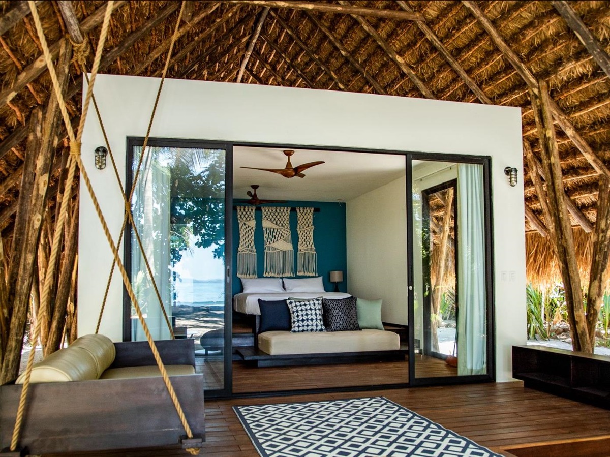 Bungalow front porch at Isla Palenque in the Chiriqui region of Panama