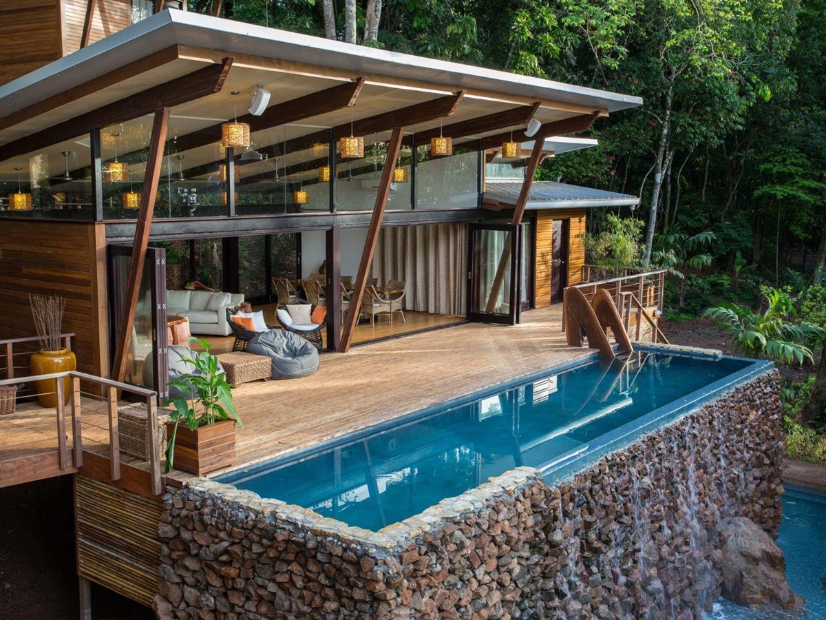 Villa estate pool exterior at Isla Palenque in the Chiriqui region of Panama