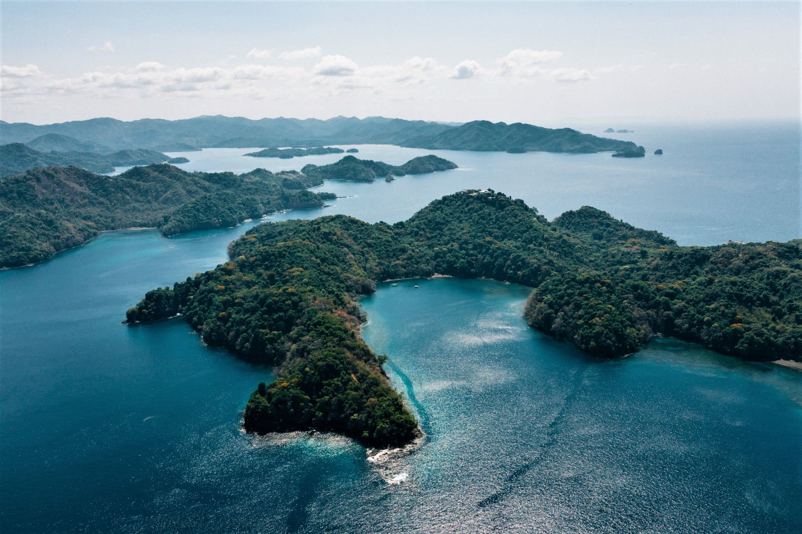 Aerial view of the Islas Secas archipelago in the Chiriqui Gulf Panama