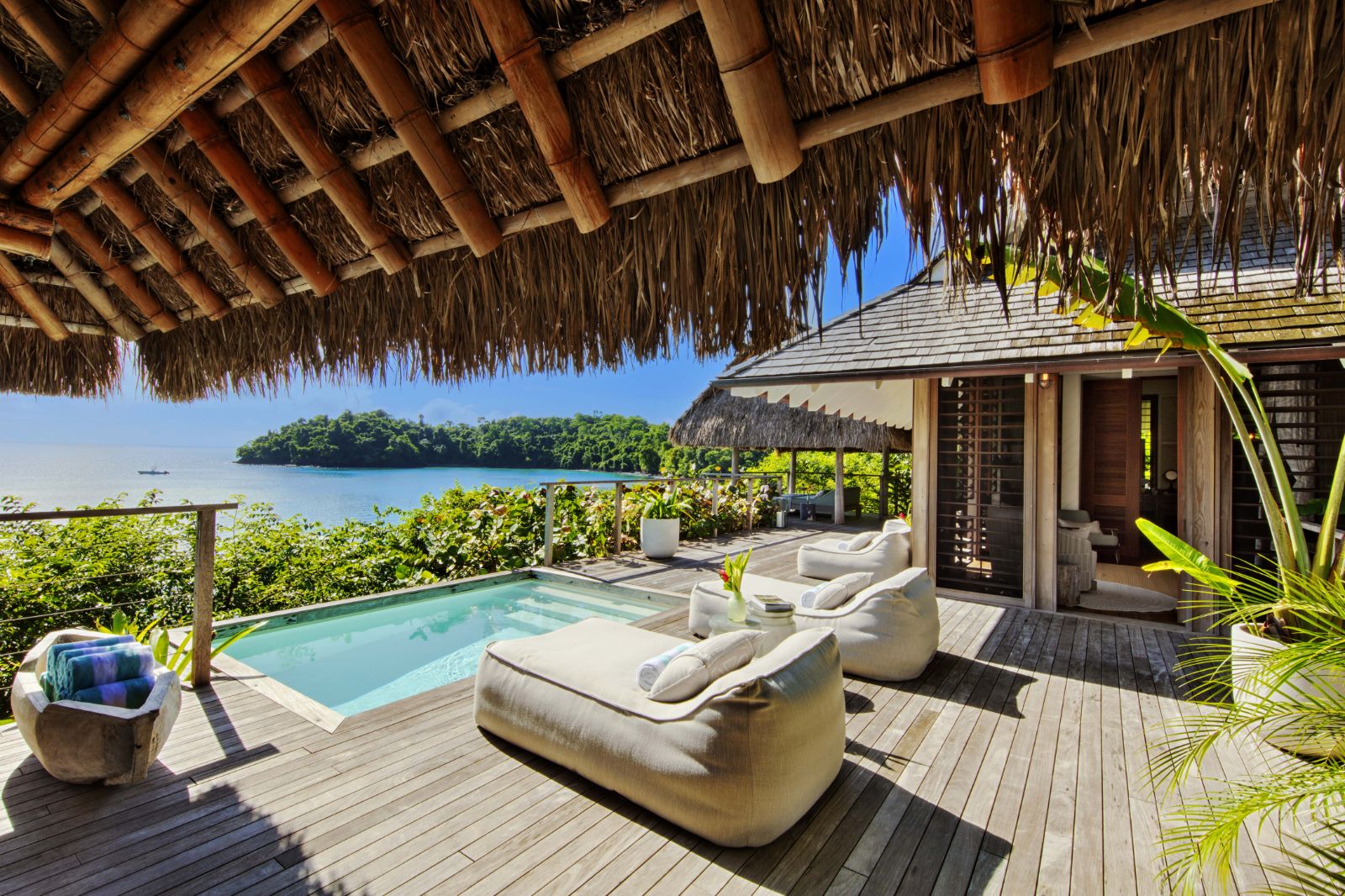 Private terrace and plunge pool of a casita at Islas Secas in Panama