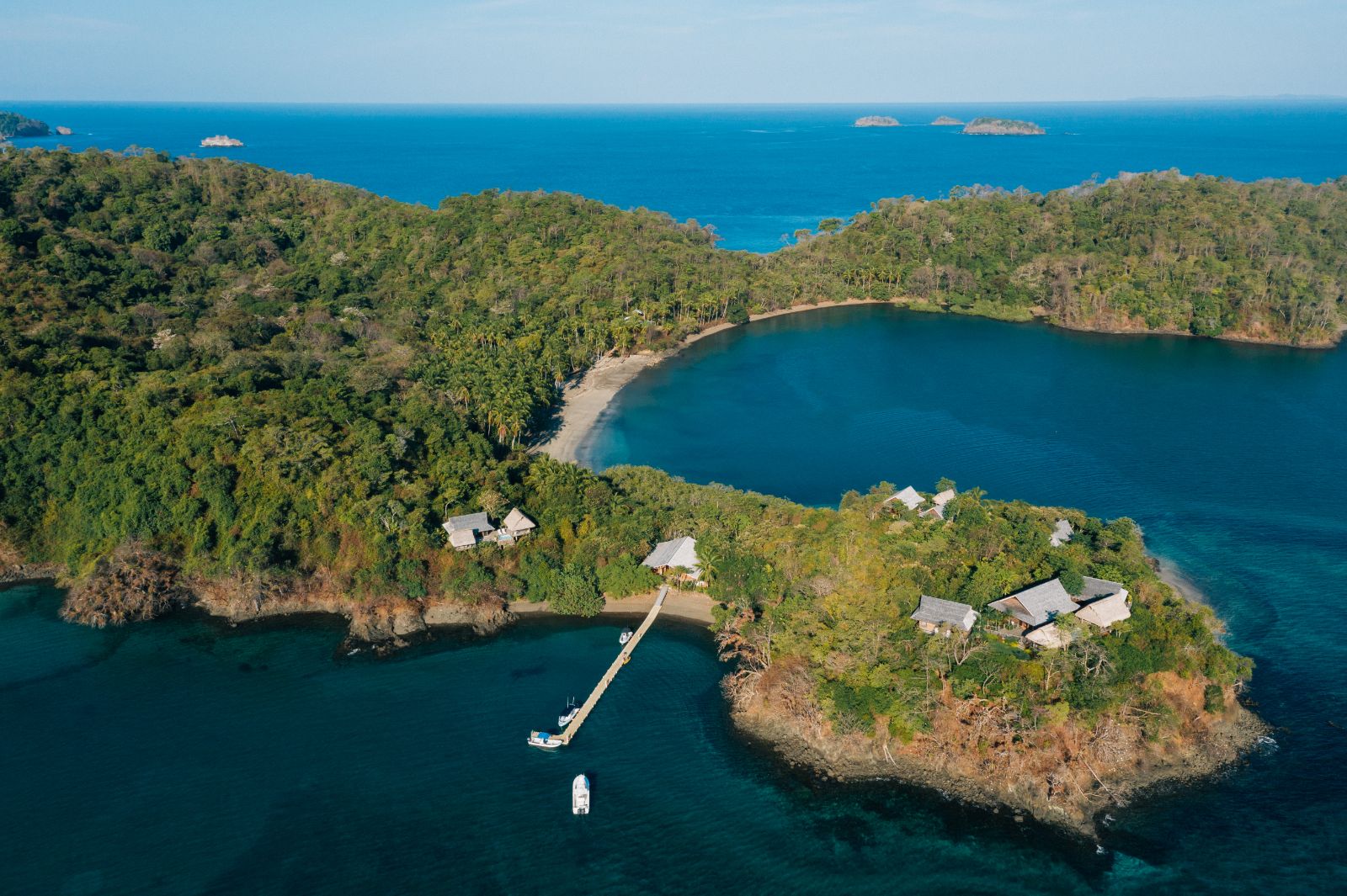 Aerial view of Islas Secas resort in Panama