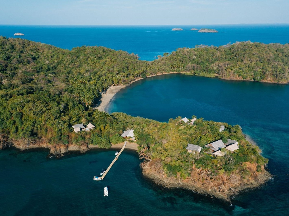 Aerial view of Islas Secas resort in Panama
