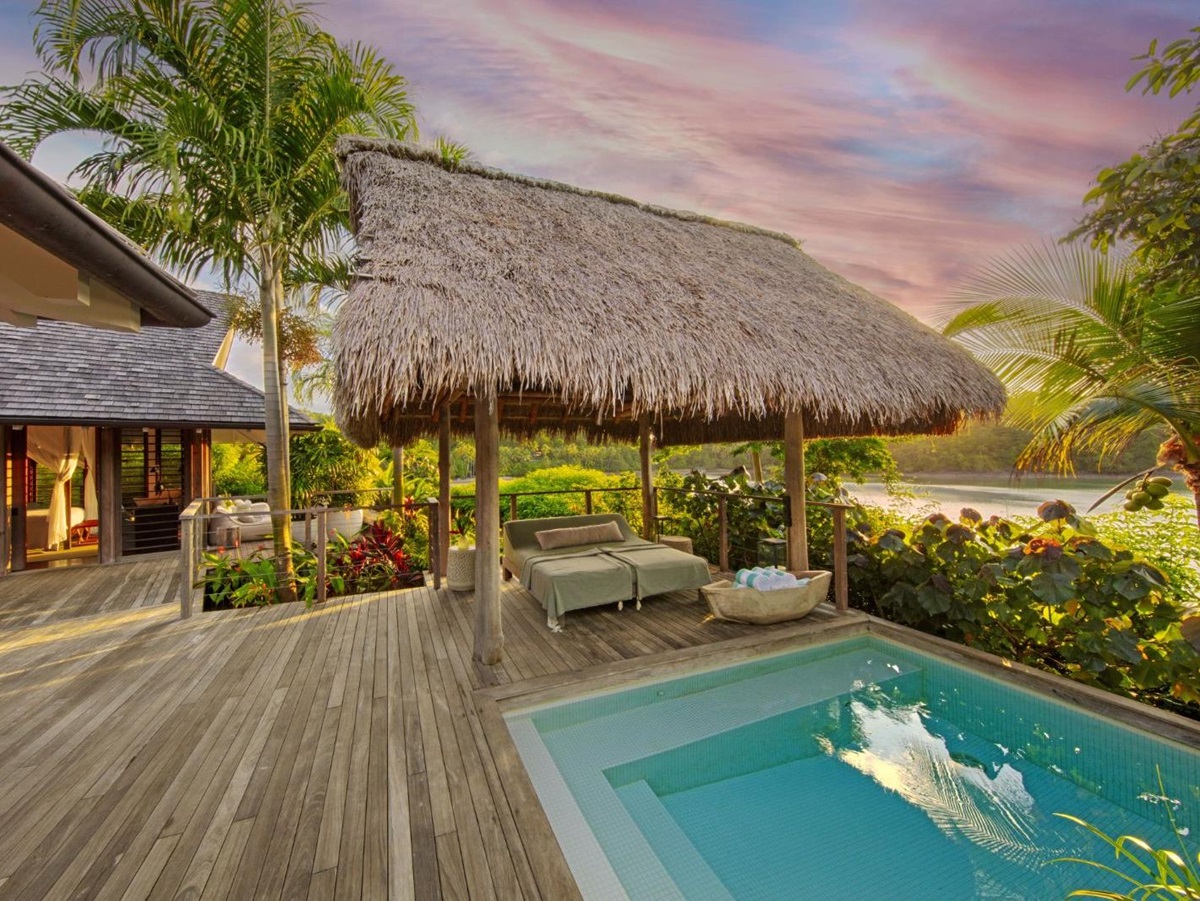 Casita guest suite terrace pool at Islas Secas resort in Panama