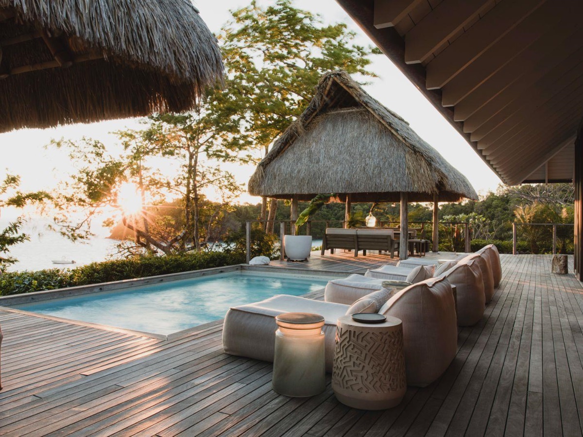 Grande Villa poolside and terrace at Islas Secas resort in Panama