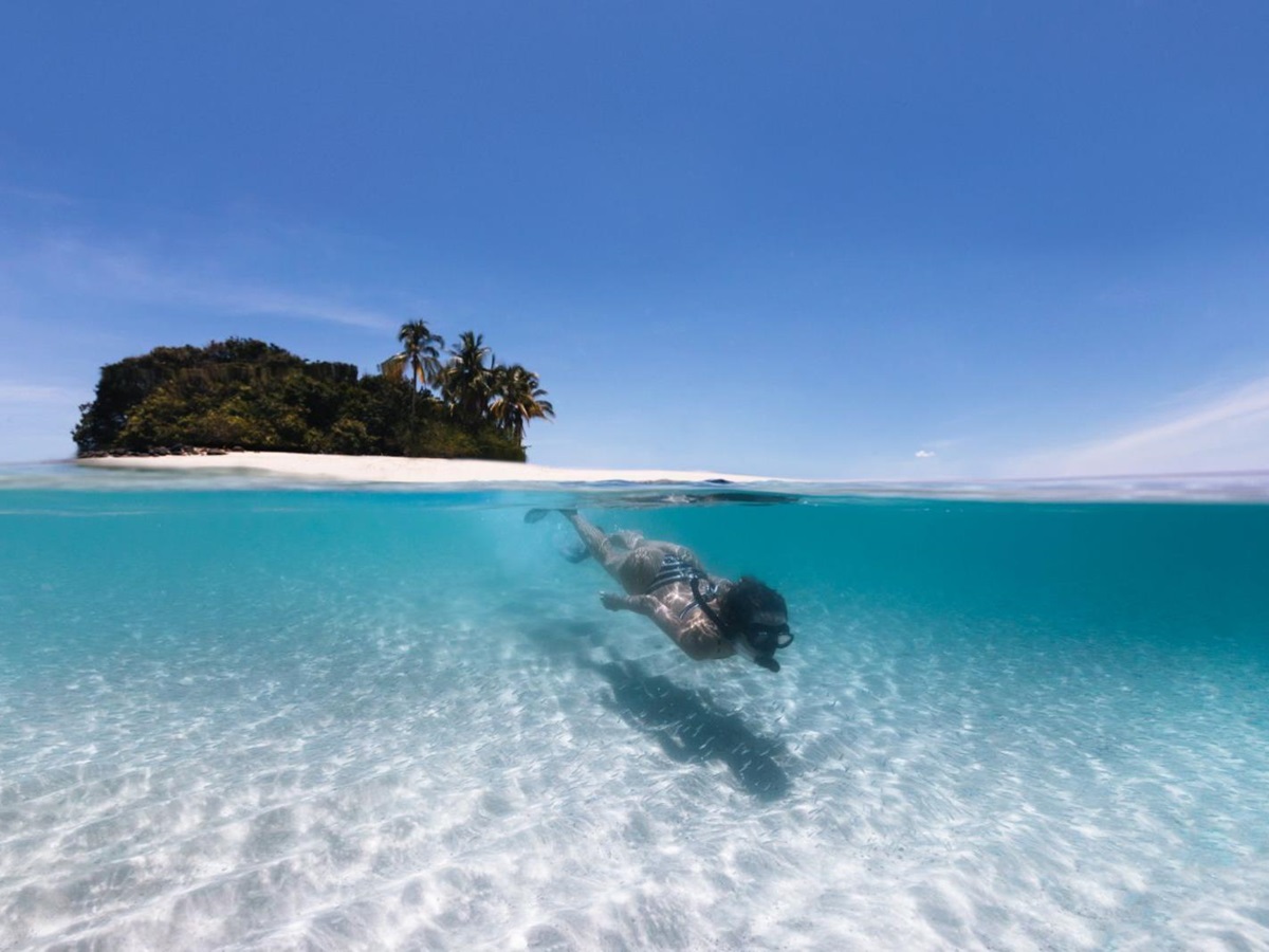 Snorkelling on the grounds of Islas Secas resort in Panama