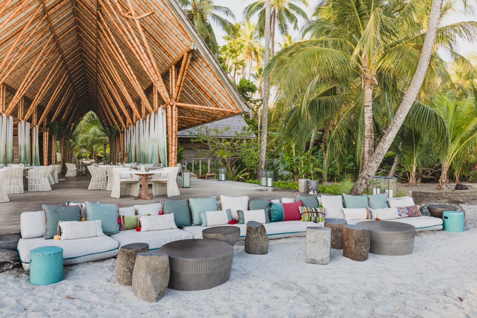 Terraza beach seating at Islas Secas resort in Panama