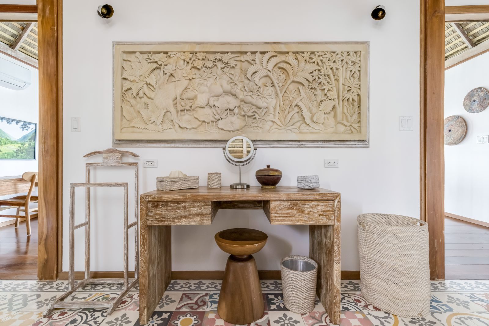 Writing desk in a guest suite at Nayara Bocas Del Toro resort in Panama