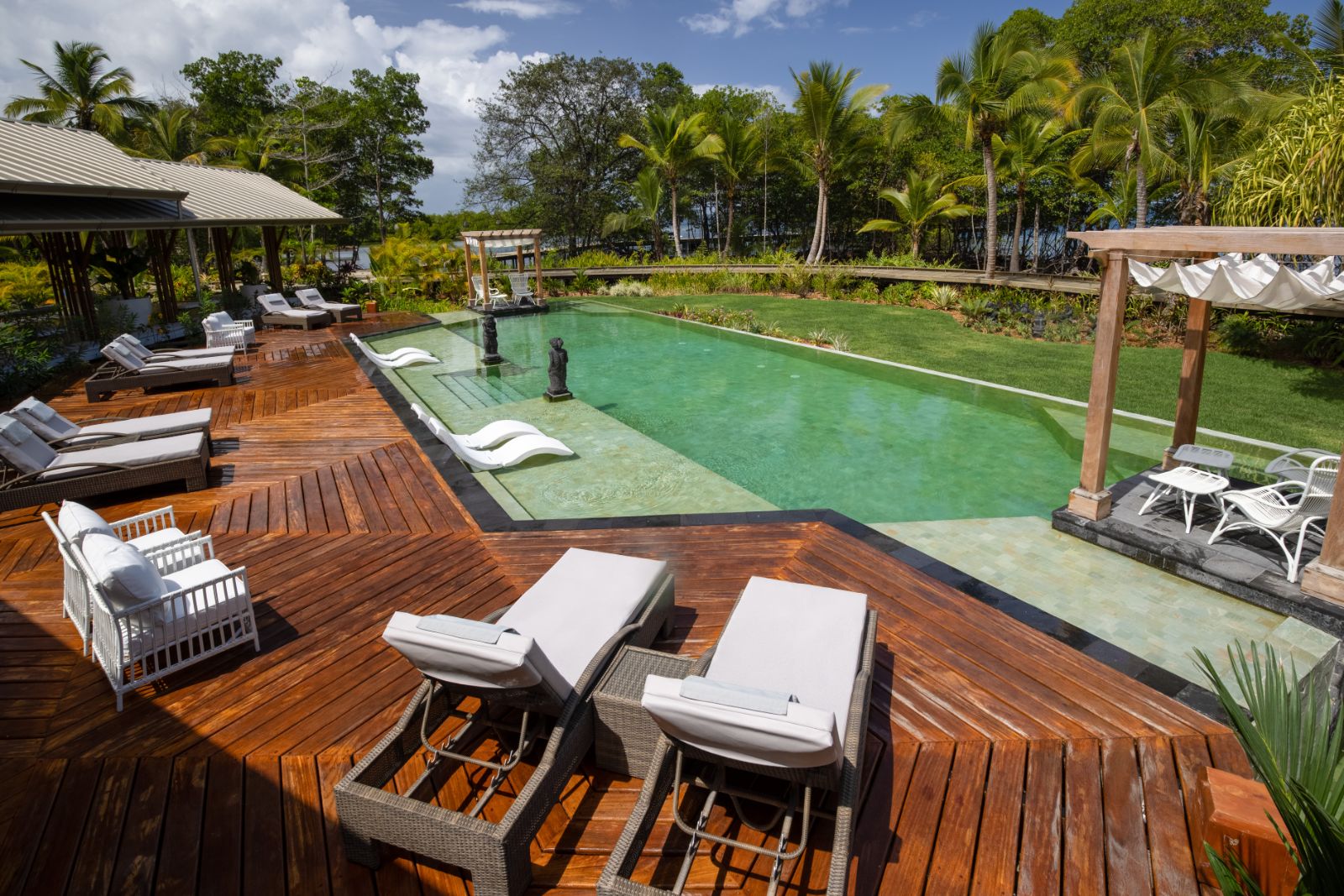 Poolside at Nayara Bocas Del Toro resort in Panama