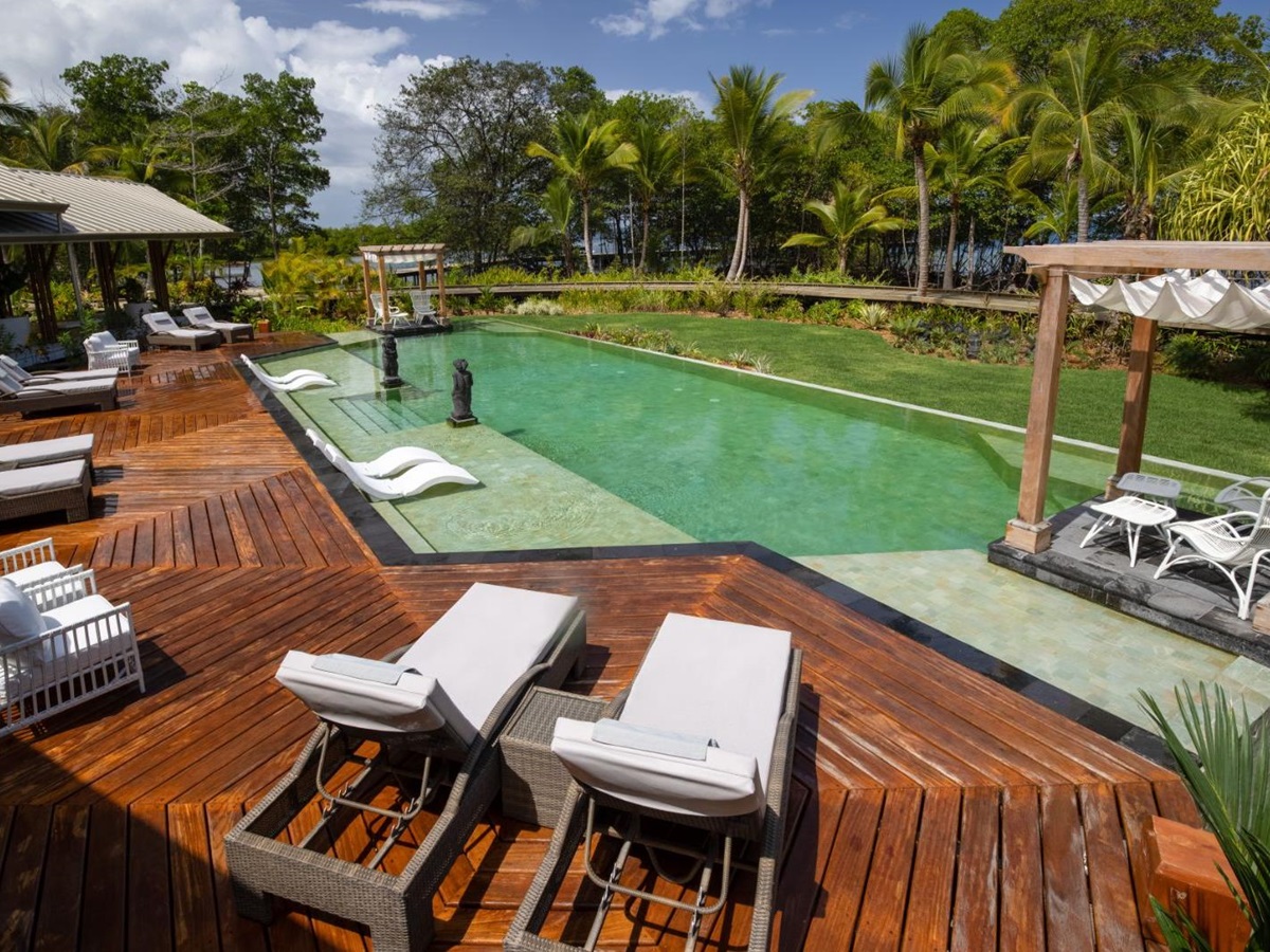 Poolside at Nayara Bocas Del Toro resort in Panama
