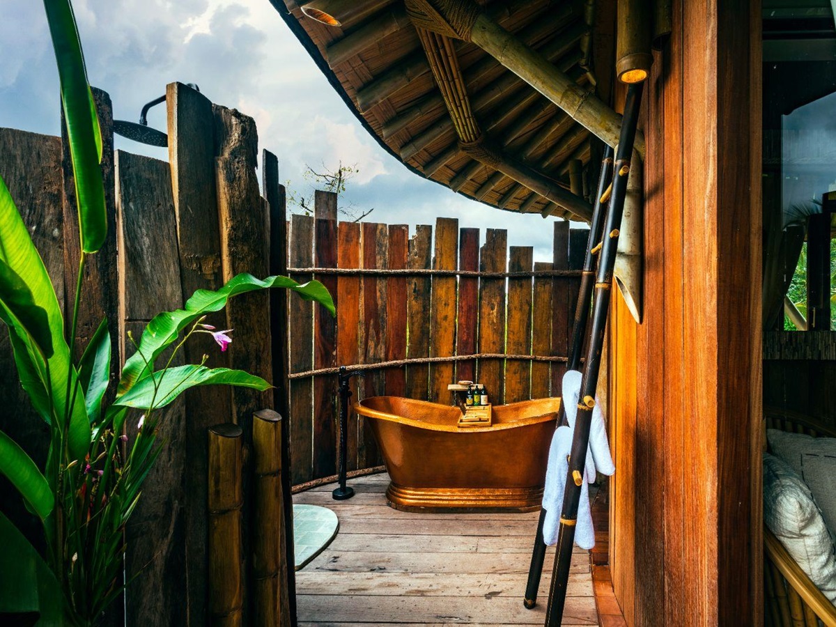 Treehouse villa bathroom at Nayara Bocas Del Toro resort in Panama