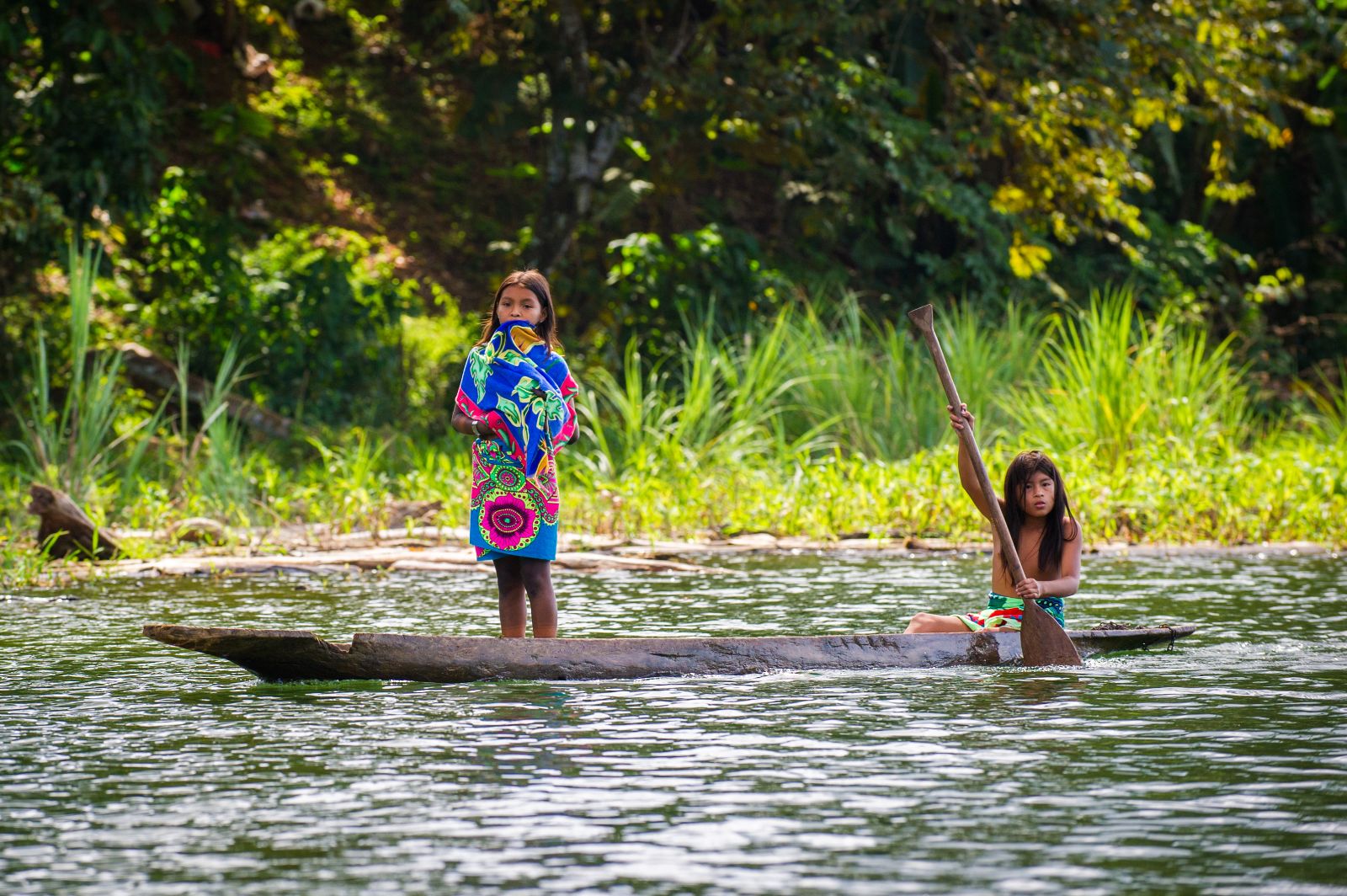 Embera tribe conoeing in panama