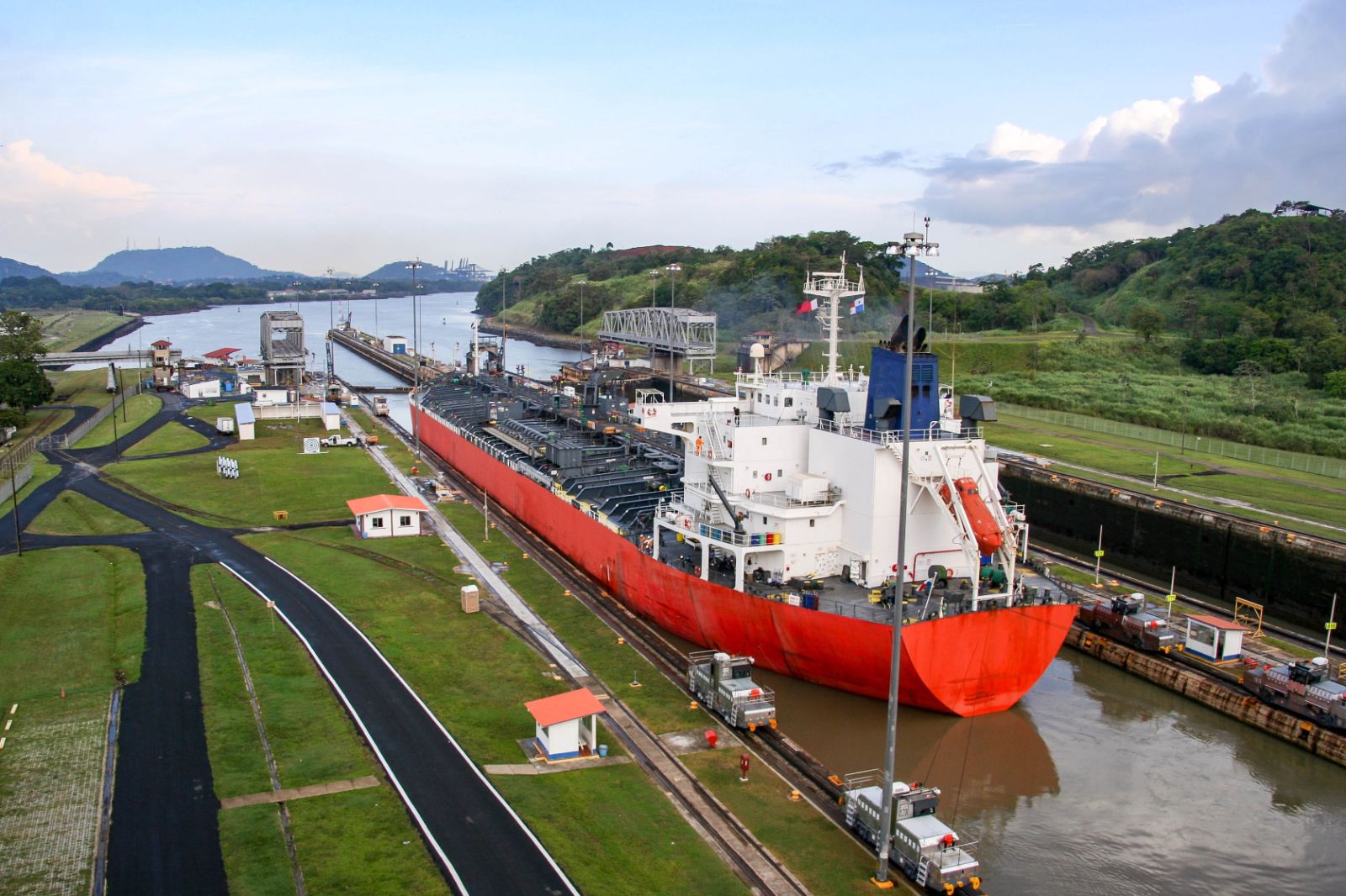 A boat in the Panama Canal