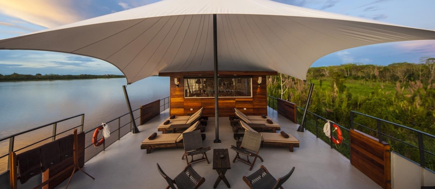 Outdoor Lounge on board Aria Amazon in Peru