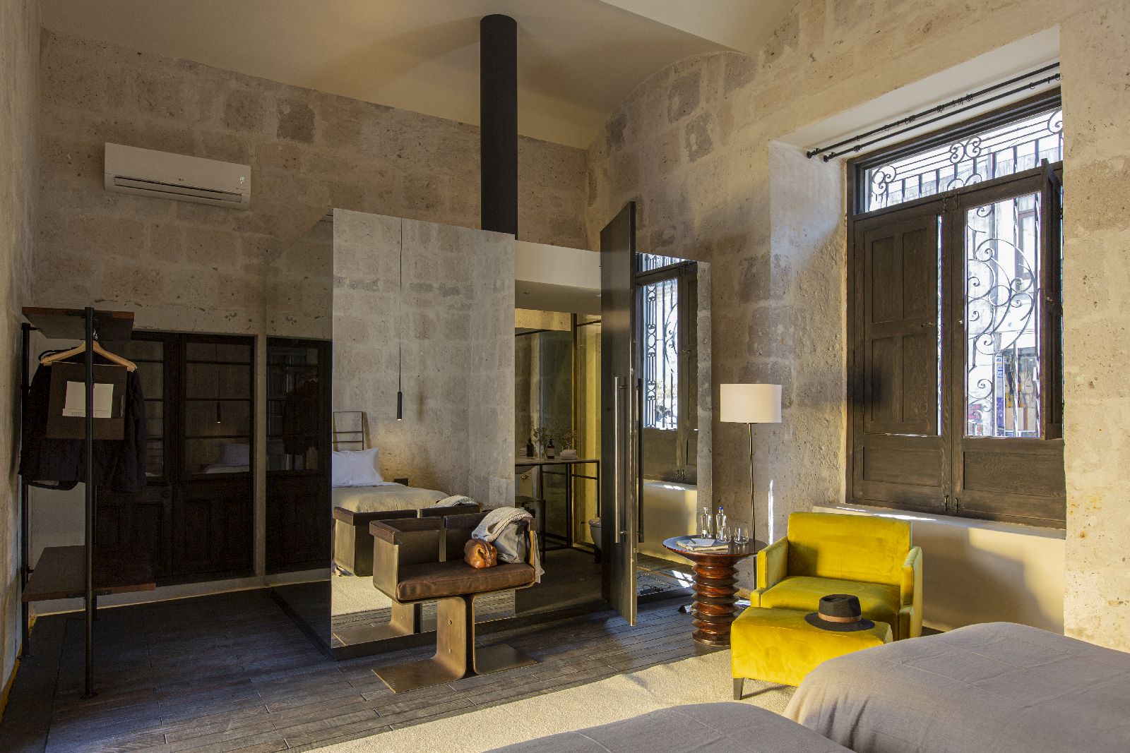 Stylish interiors of a guest room at Cirqa hotel in Arequipa Peru