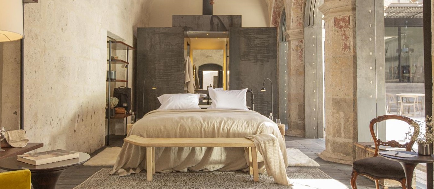 Light and characterful guest room at Cirqa hotel in Arequipa Peru