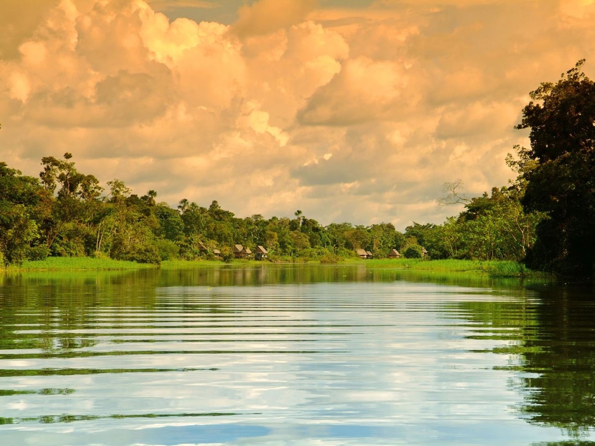 Dawn in the Amazon viewed onboard Delfin 1 in Peru