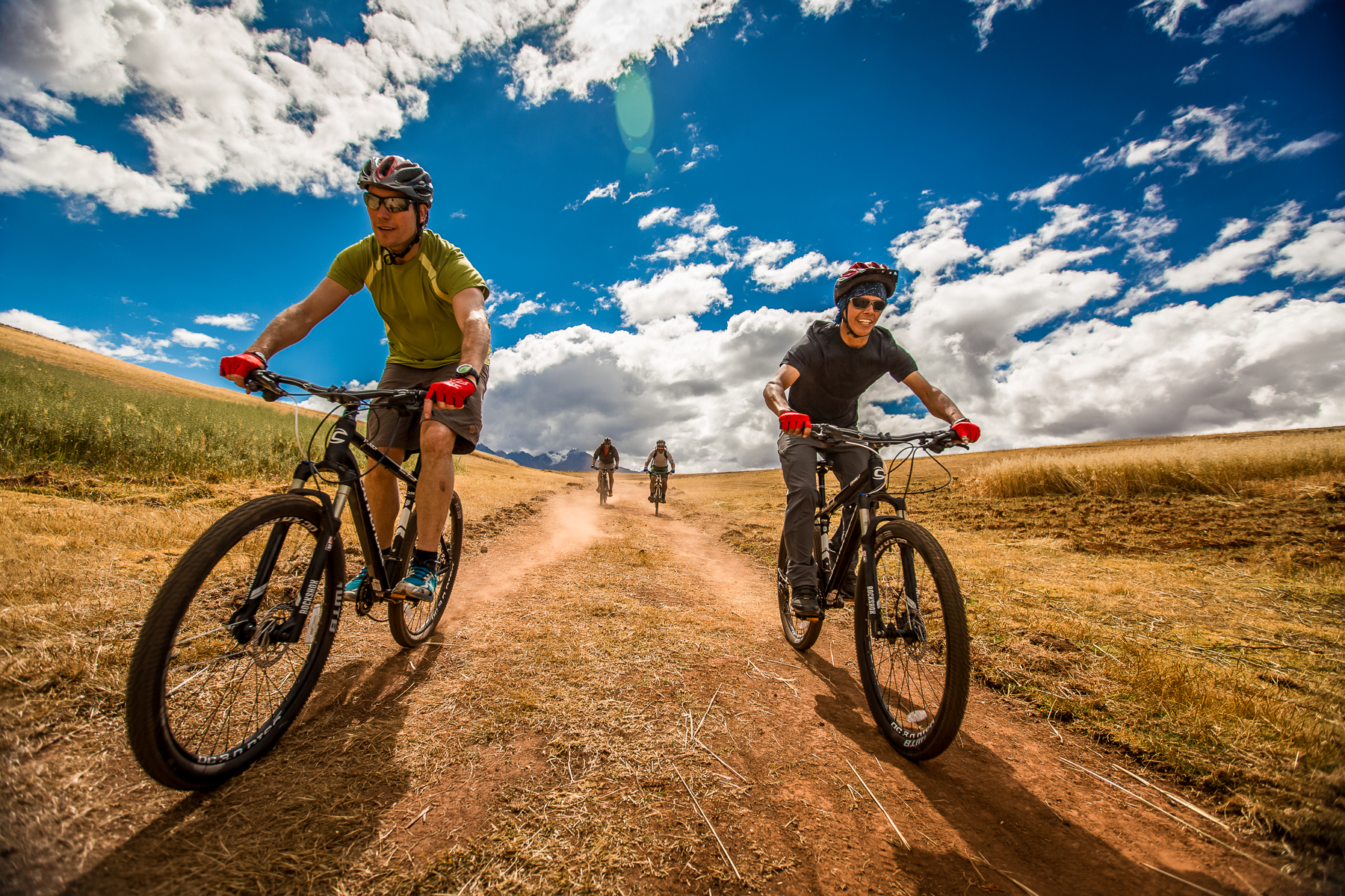 Biking along trails at Explora Sacred Valley in Peru