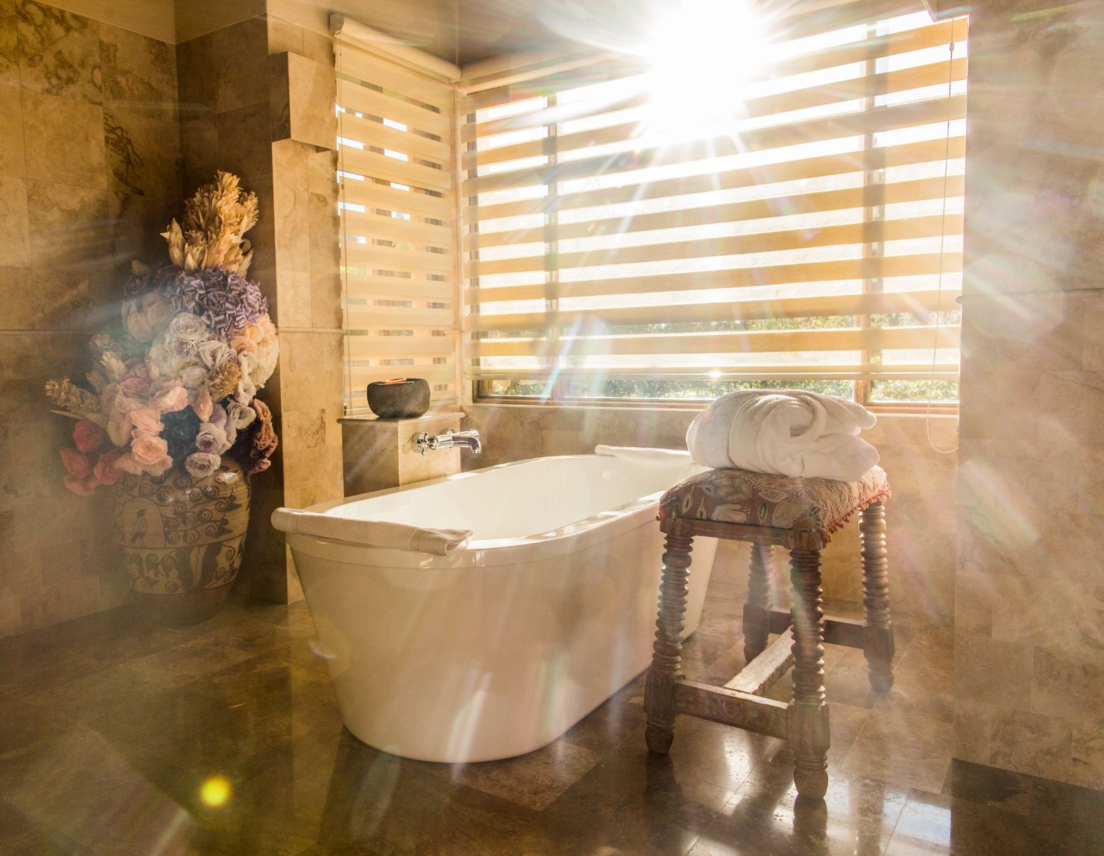 Guest suite bathroom at Sol Y Luna hotel in the Cusco region of Peru