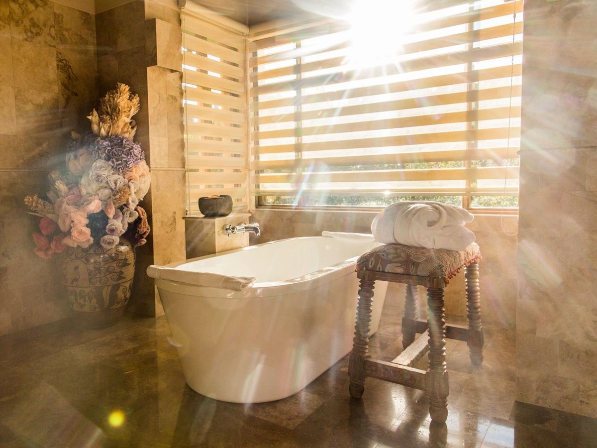 Guest suite bathroom at Sol Y Luna hotel in the Cusco region of Peru