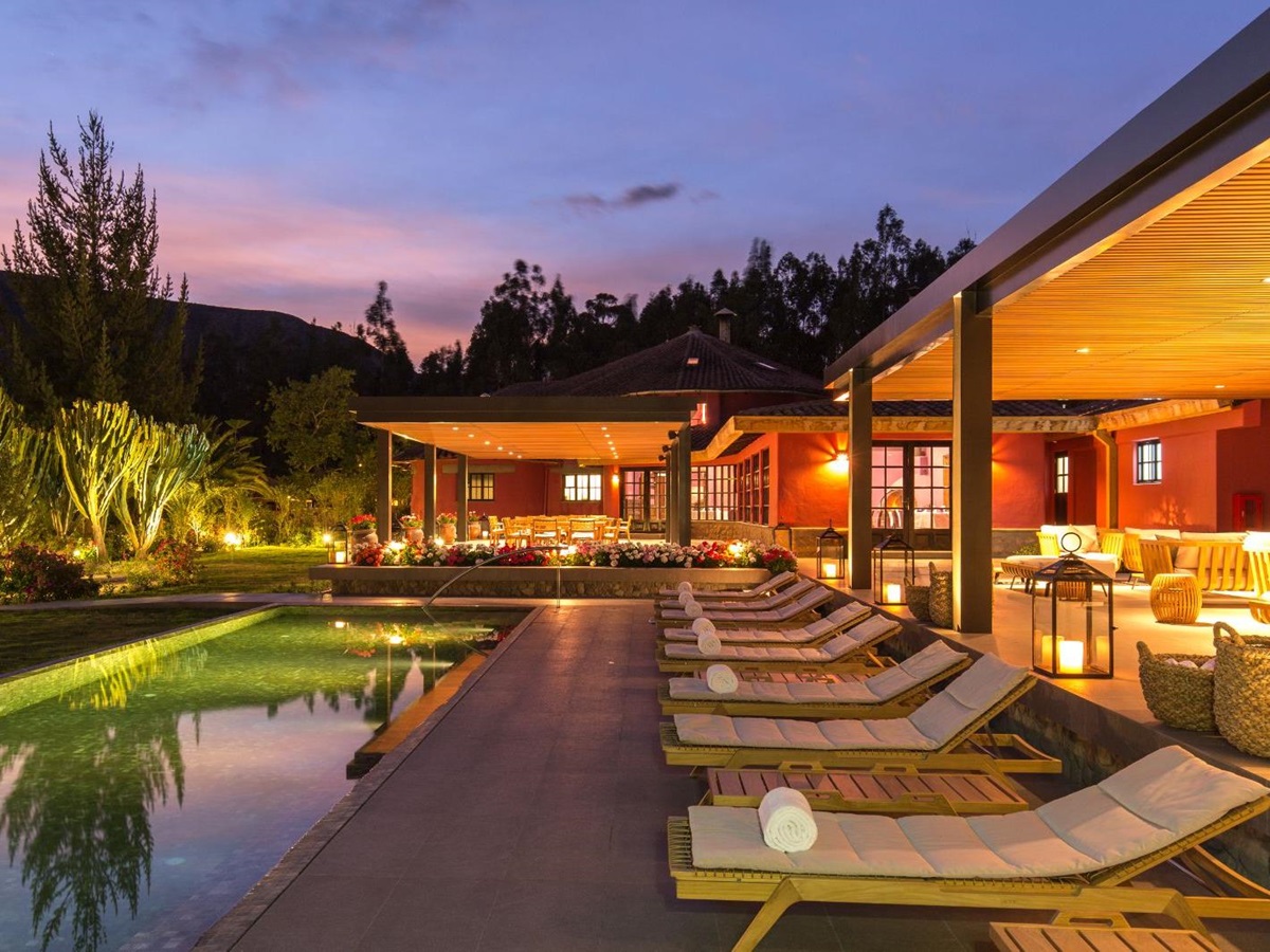 Poolside at Sol Y Luna hotel in the Cusco region of Peru