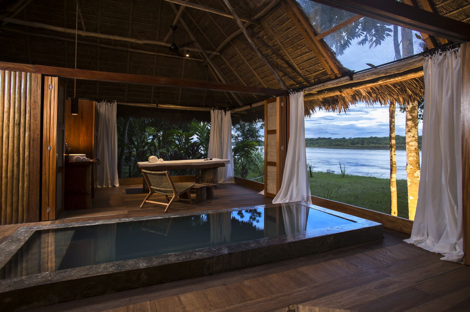 Plunge pool and view from the spa at the Inkaterra Reserva Amazonica Lodge in Peru