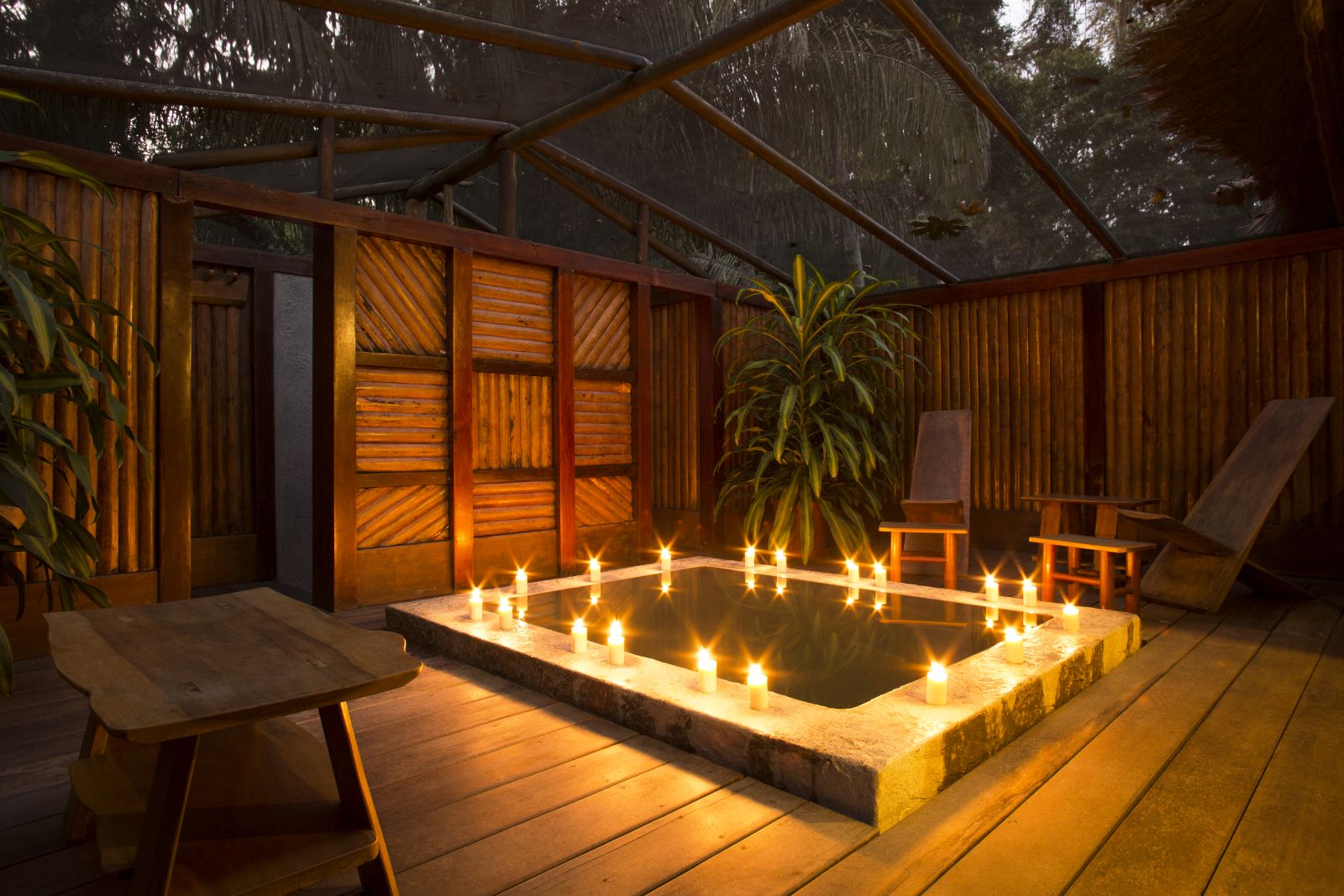 Private terrace and plunge pool in the Tambopata Suite at Inkaterra Reserva Amazonica in Peru