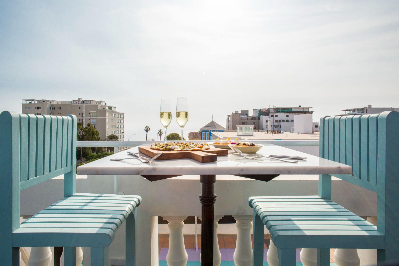 Dining on the terrace at Hotel B in the Barranco neighbourhood of Lima