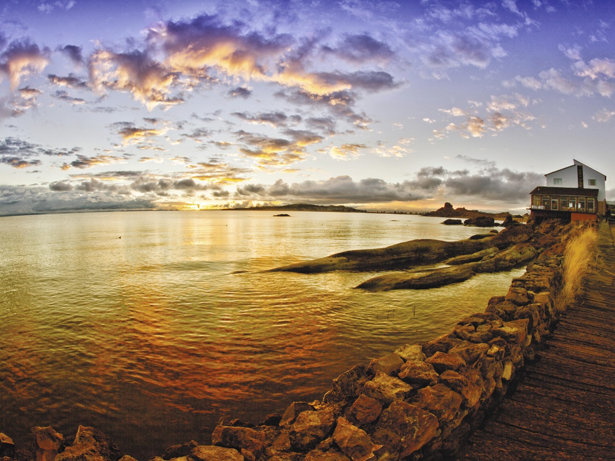 Sunset view at Titilaca in Peru