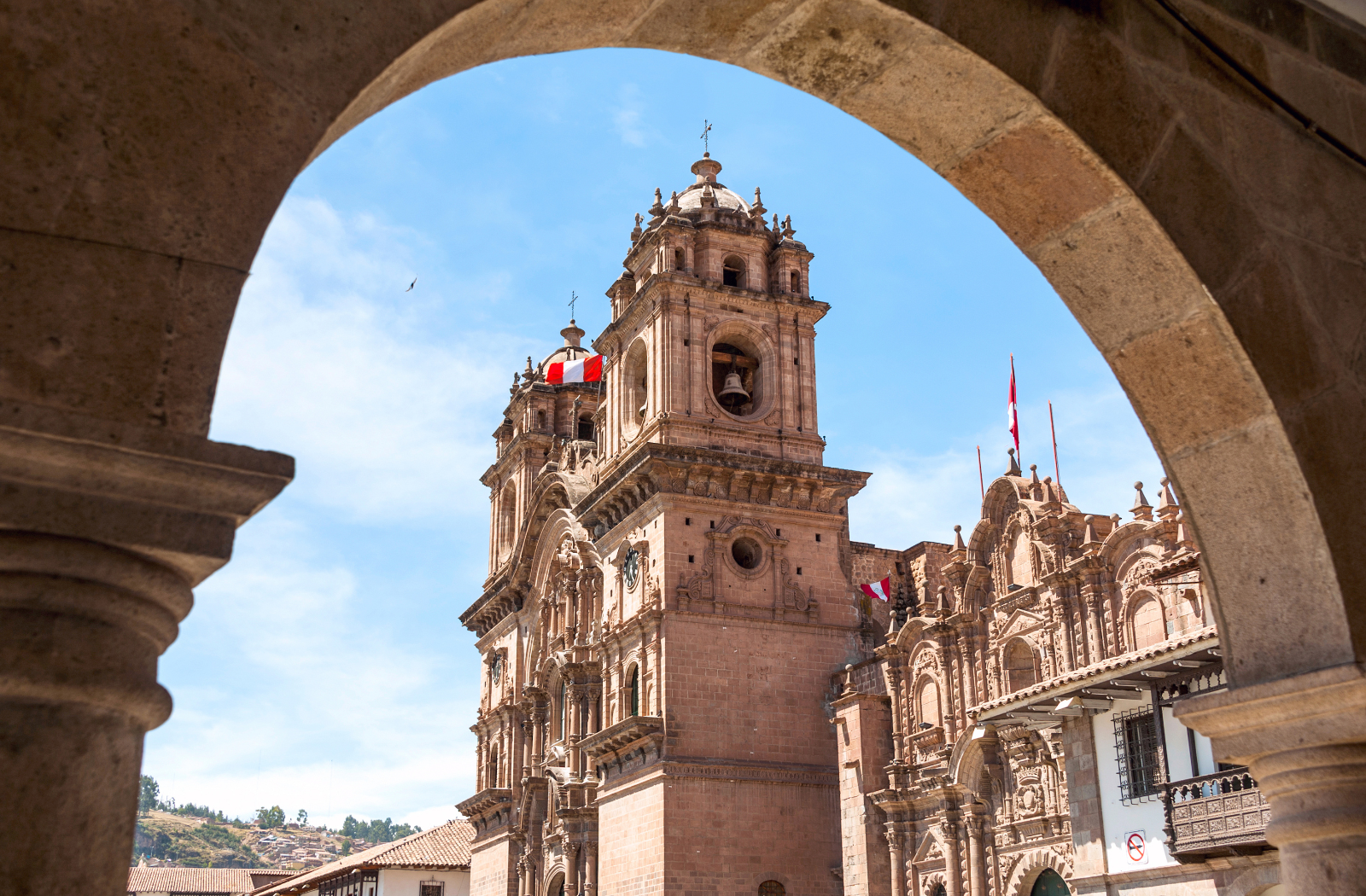 Cusco cathedral viewed framed through an archway