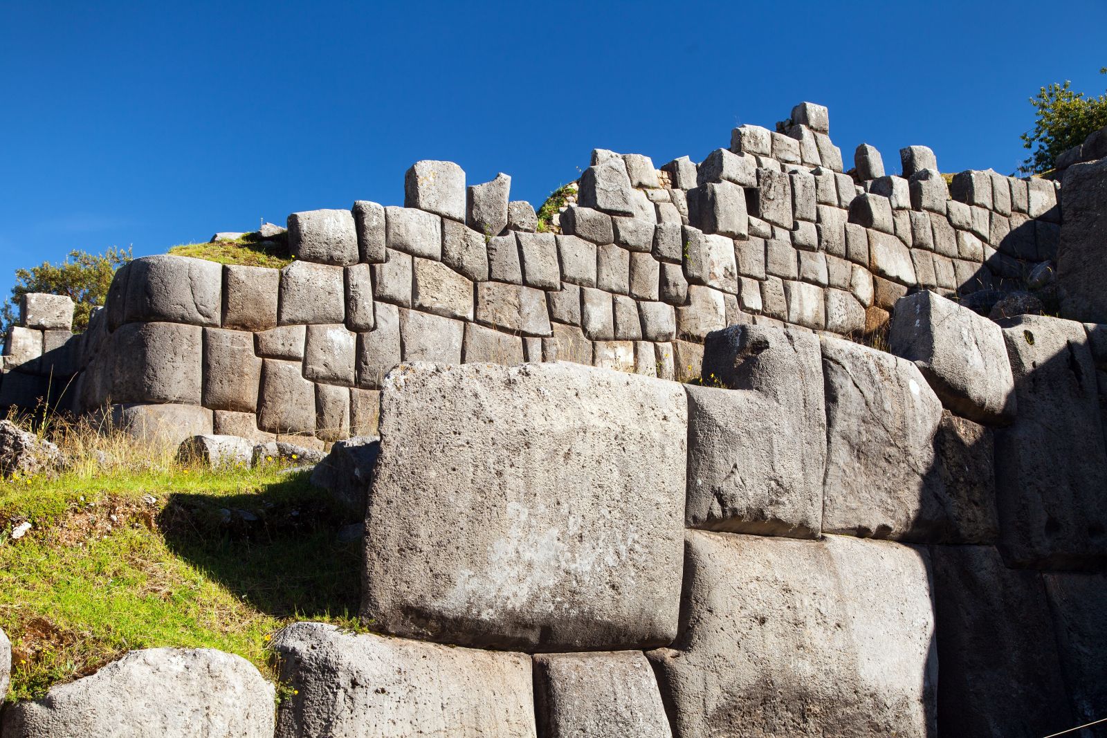 Details of the enormous Inca walls at Sacsayhuaman near Cusco in Peru