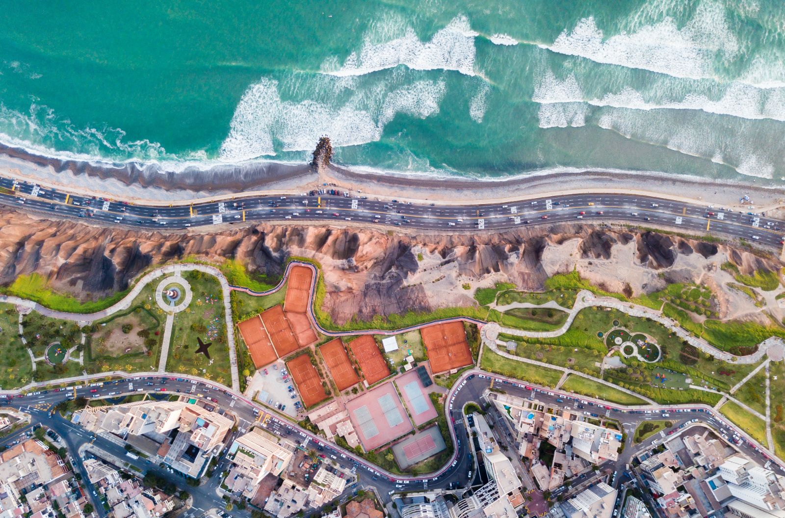 Aerial view of Miraflores region of Lima, Peru