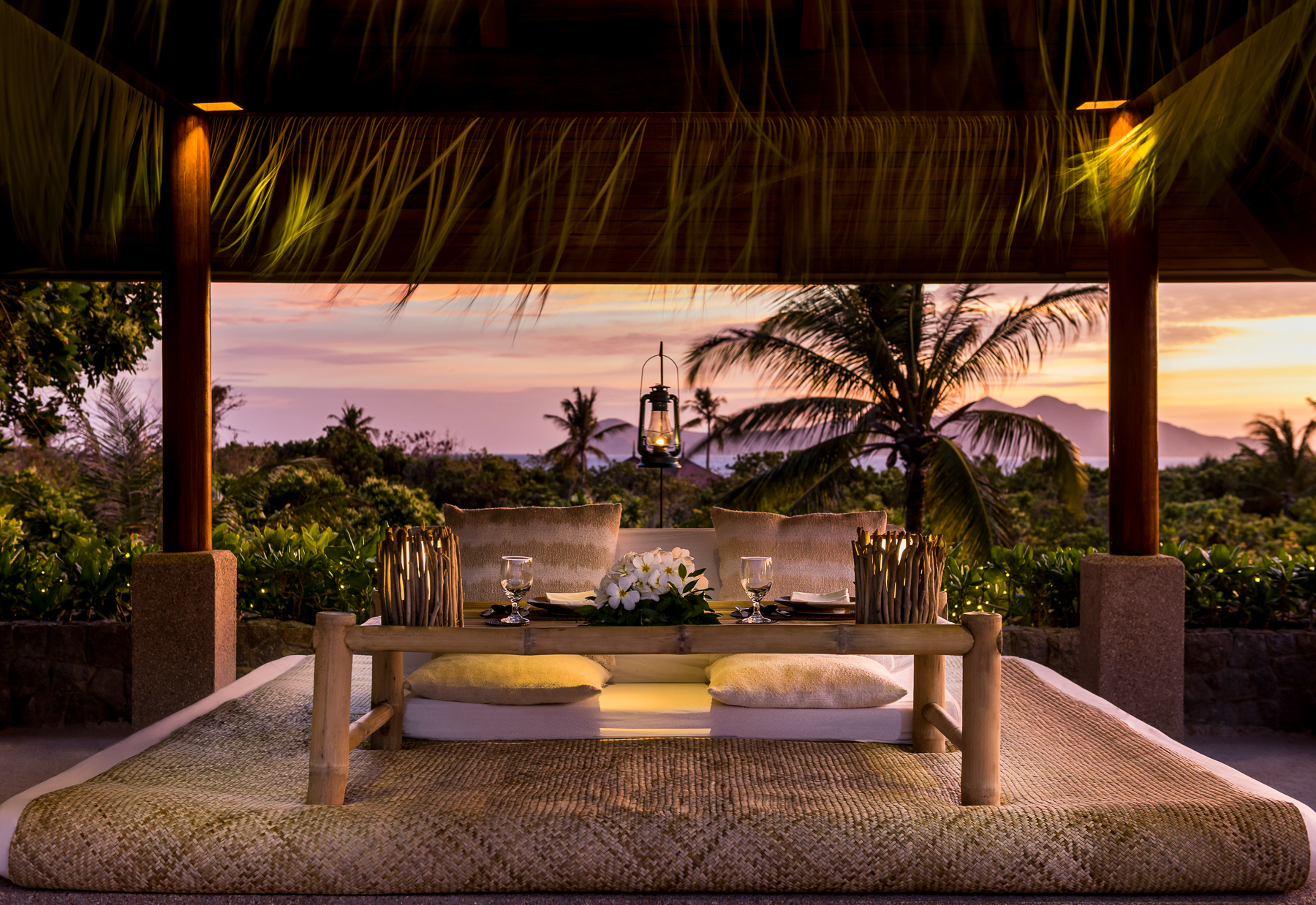 Clubhouse restaurant sala at Amanpulo luxury beach resort in the Philippines
