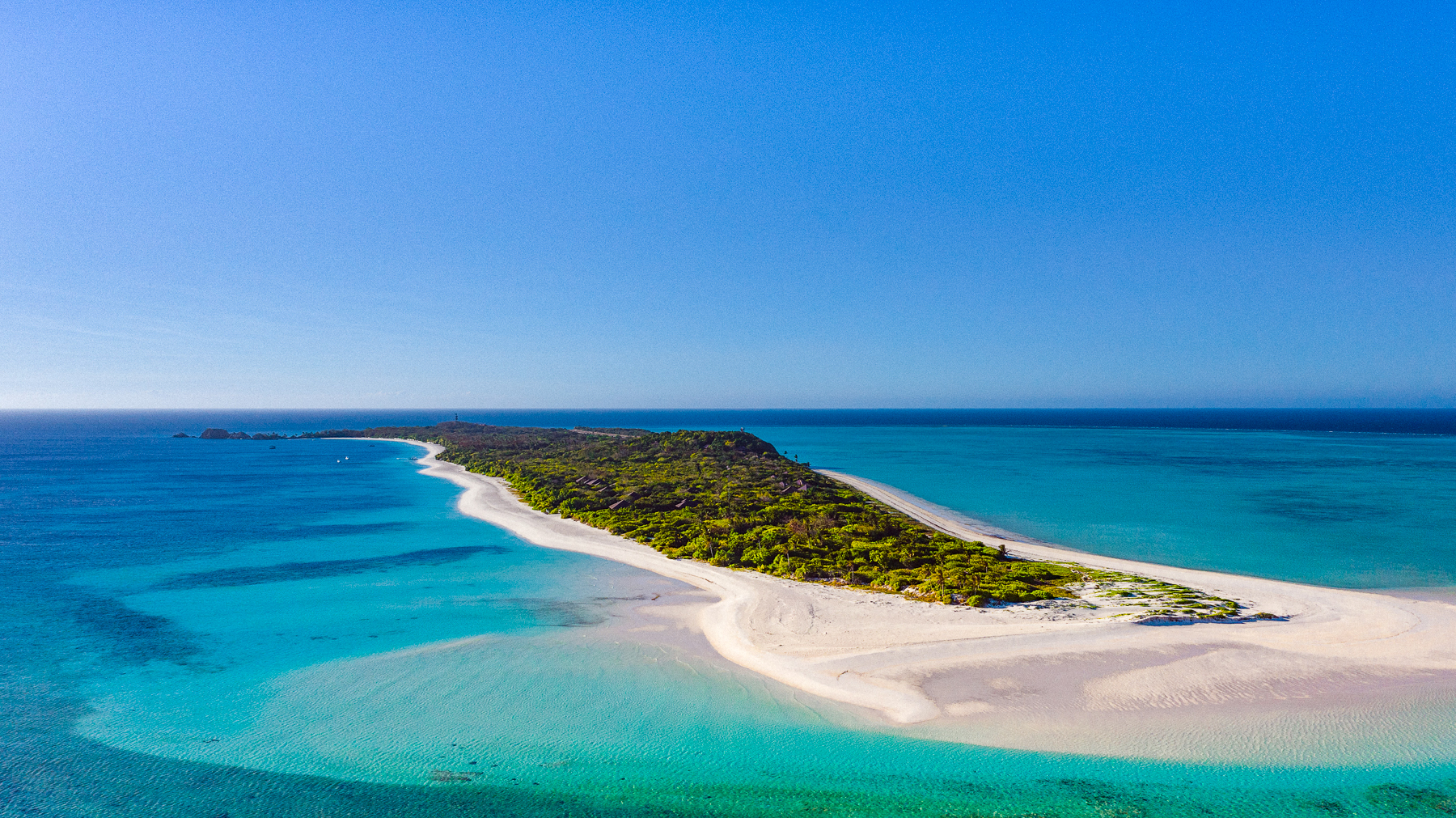 Aerial view of Pamilican Island at Amanpulo luxury beach resort in the Philippines