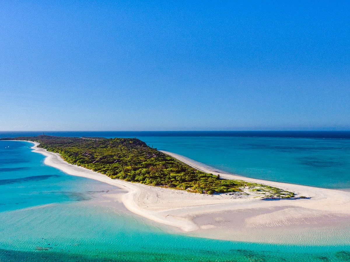 Aerial view of Pamilican Island at Amanpulo luxury beach resort in the Philippines
