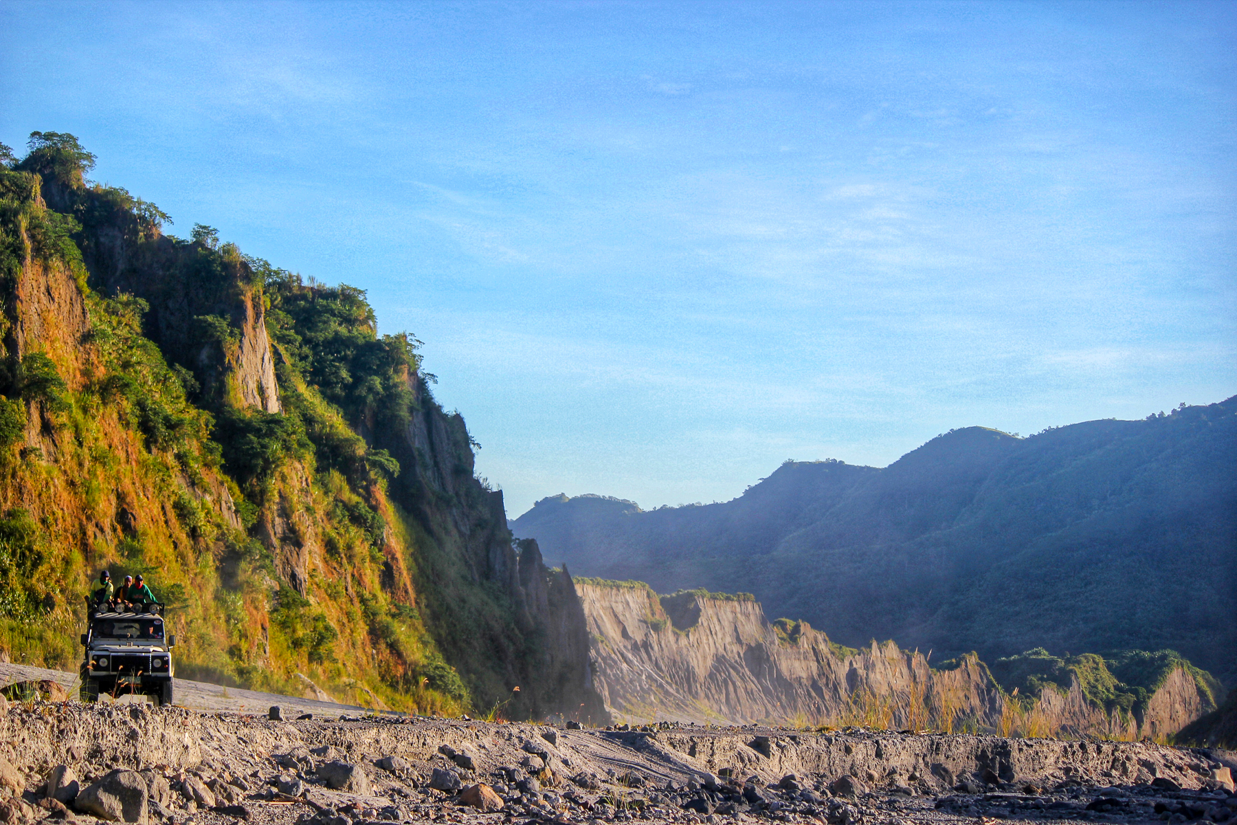 A 4x4 driving across Mount Pinatubo in the Philippines