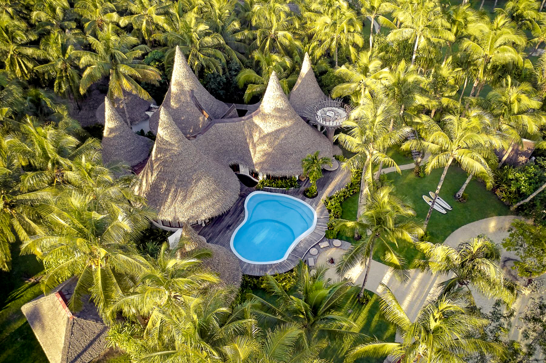 Aerial view of Nay Palad Hideaway beach resort in the Philippines