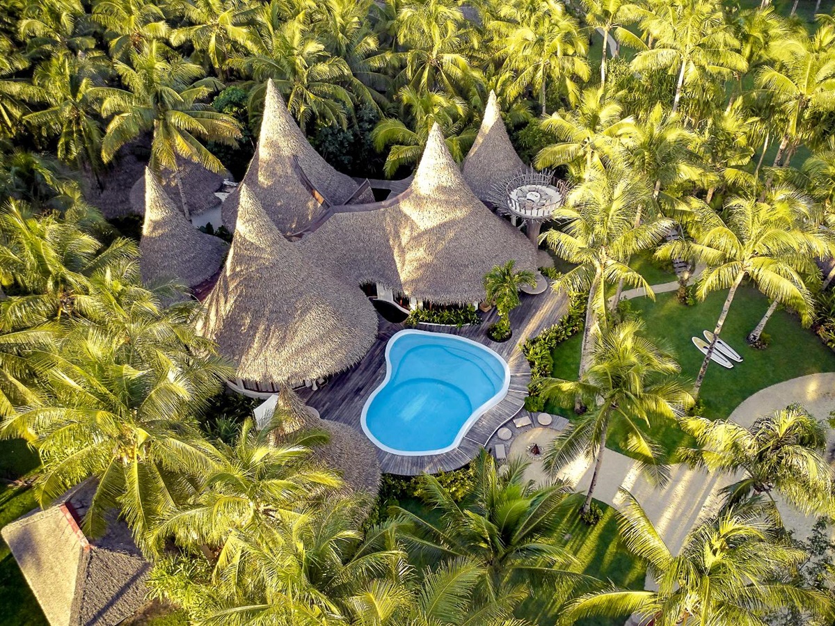 Aerial view of Nay Palad Hideaway beach resort in the Philippines