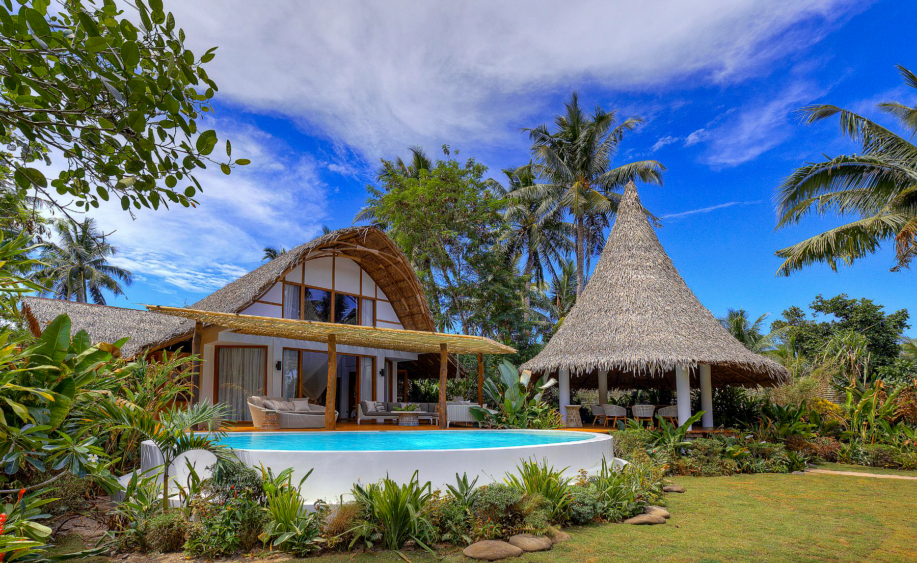 Exterior view of a villa at Nay Palad Hideaway beach resort in the Philippines