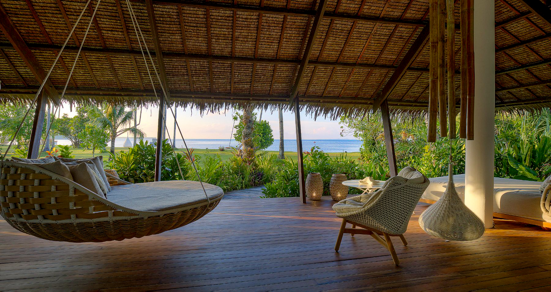 Ocean view villa terrace at Nay Palad Hideaway beach resort in the Philippines