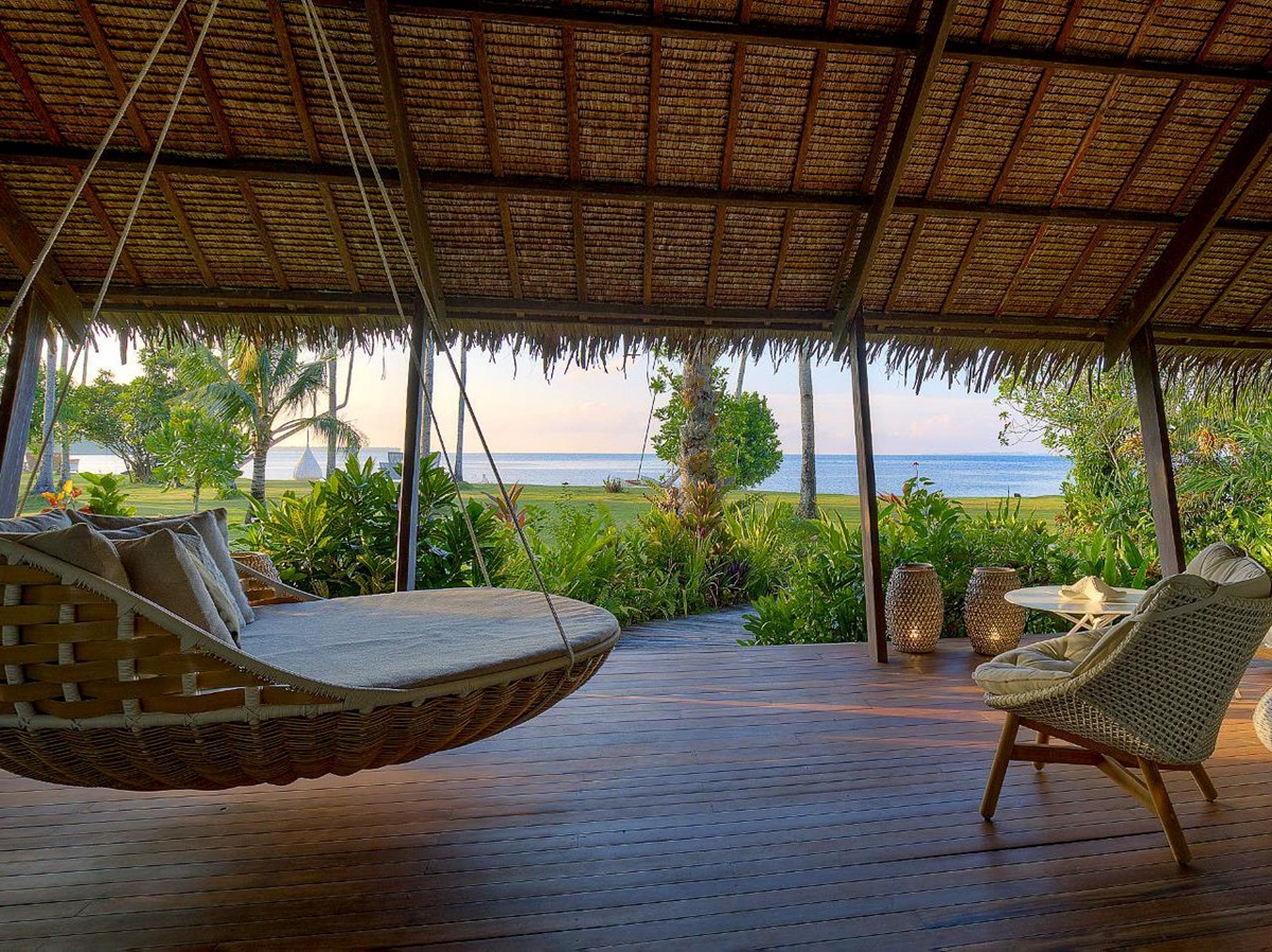 Ocean view villa terrace at Nay Palad Hideaway beach resort in the Philippines